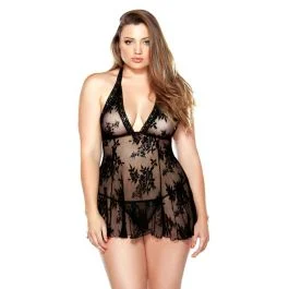 Floral Stretch Lace Chemise Matching G-String Curve P121