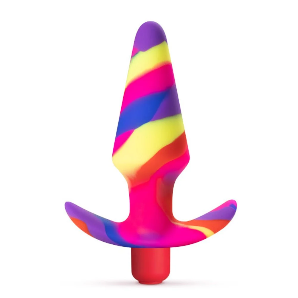 Free Spirit Vibrating Silicone Anal Plug, Rainbow