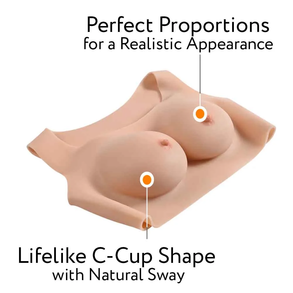Gender X Undergarments Plate Wearable Silicone Brests, C Cup, Vanilla