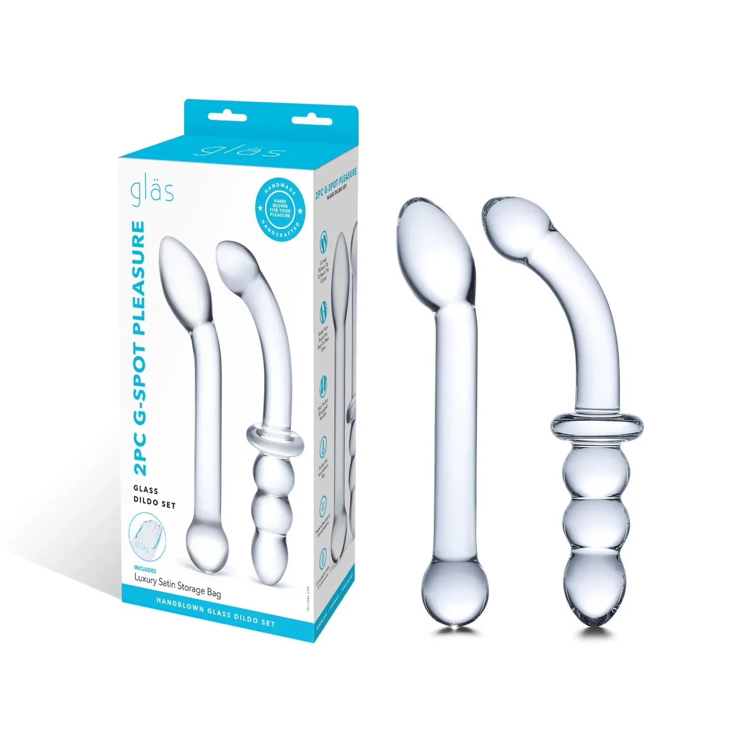 GLAS 2PC G-SPOT PLEASURE GLASS DILDO SET