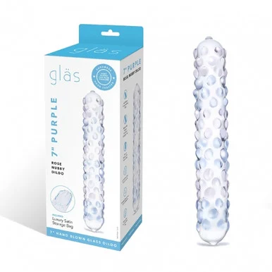 Glas 7" Purple Rose Nubby Dildo