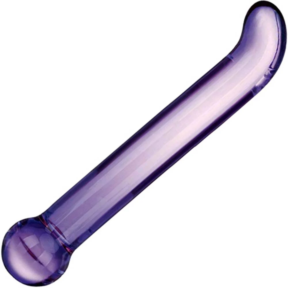 glas Purple G-Spot Tickler Glass Dildo, 6.75", Purple