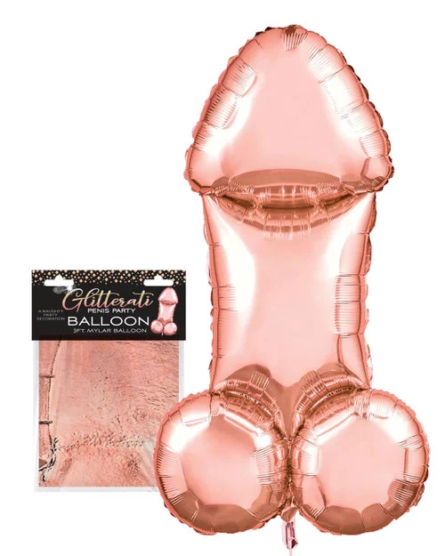 Glitterati Penis Party Rose Gold Mylar Balloon