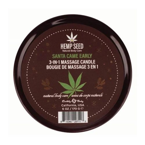 Holiday 2024 Santa Came Early Hemp Seed Massage Candle by Earthly Body
