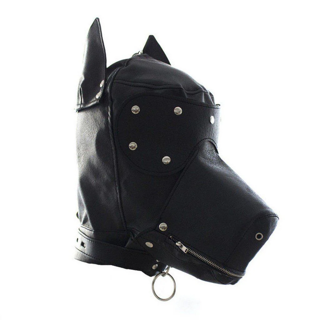 Hood Mask - Dog Hood Lace-Up Mask with Zipper Mouth