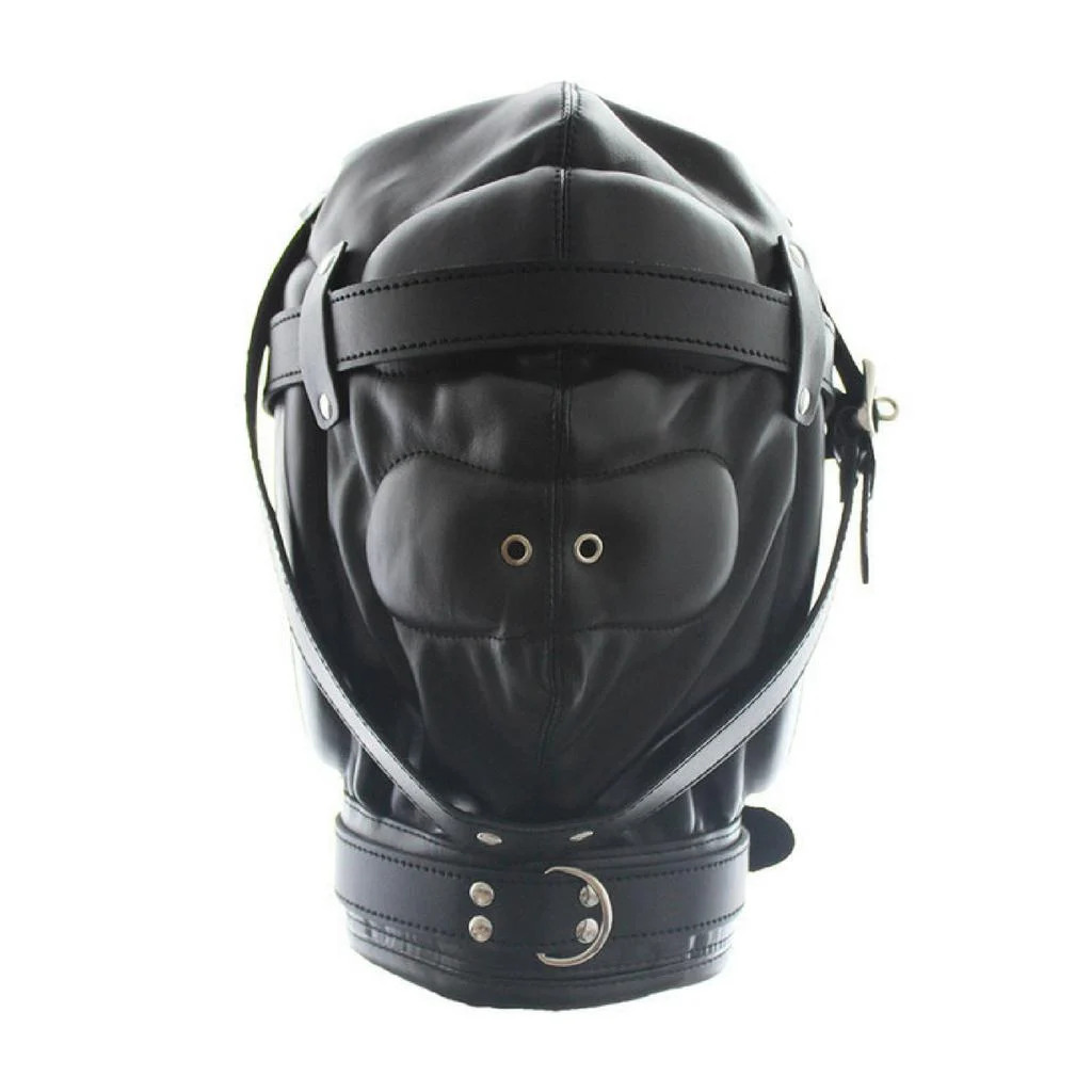 Hood Mask - Padded Locking Hood PU Deprivation Mask