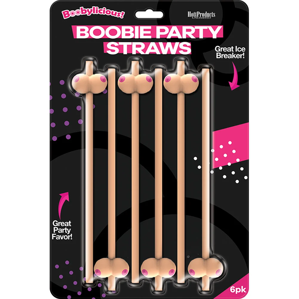 Hott Products Boobie Straws Pack of 6, Flesh Color