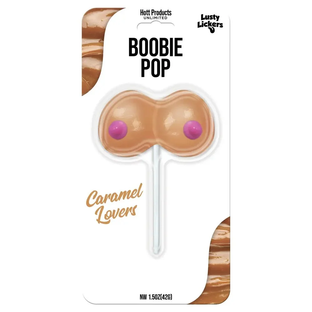 Hott Products Naughty Pops Lollipop, Boobie, Caramel