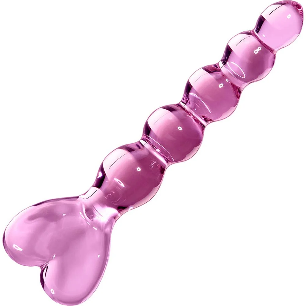 Icicles No 43 Beaded Glass Dong, 8", Pink