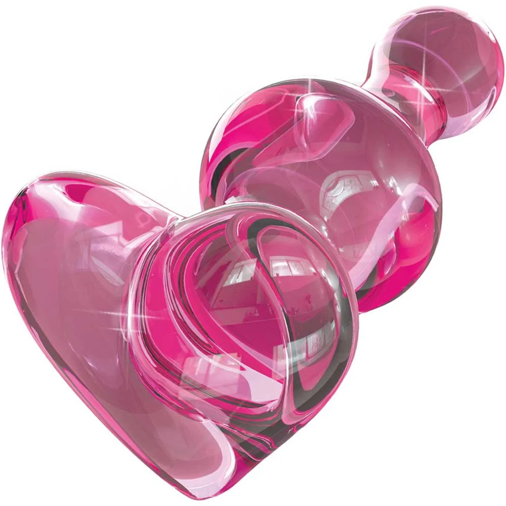 Icicles No 75 Hand Blown Glass Massager Butt Plug, 4", Pink