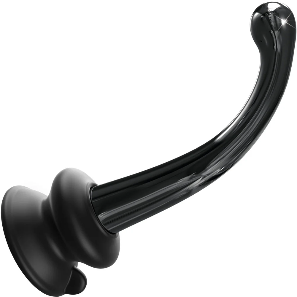 Icicles No 87 Glass G-Spot Wand with Silicone Suction Cup, 6", Black