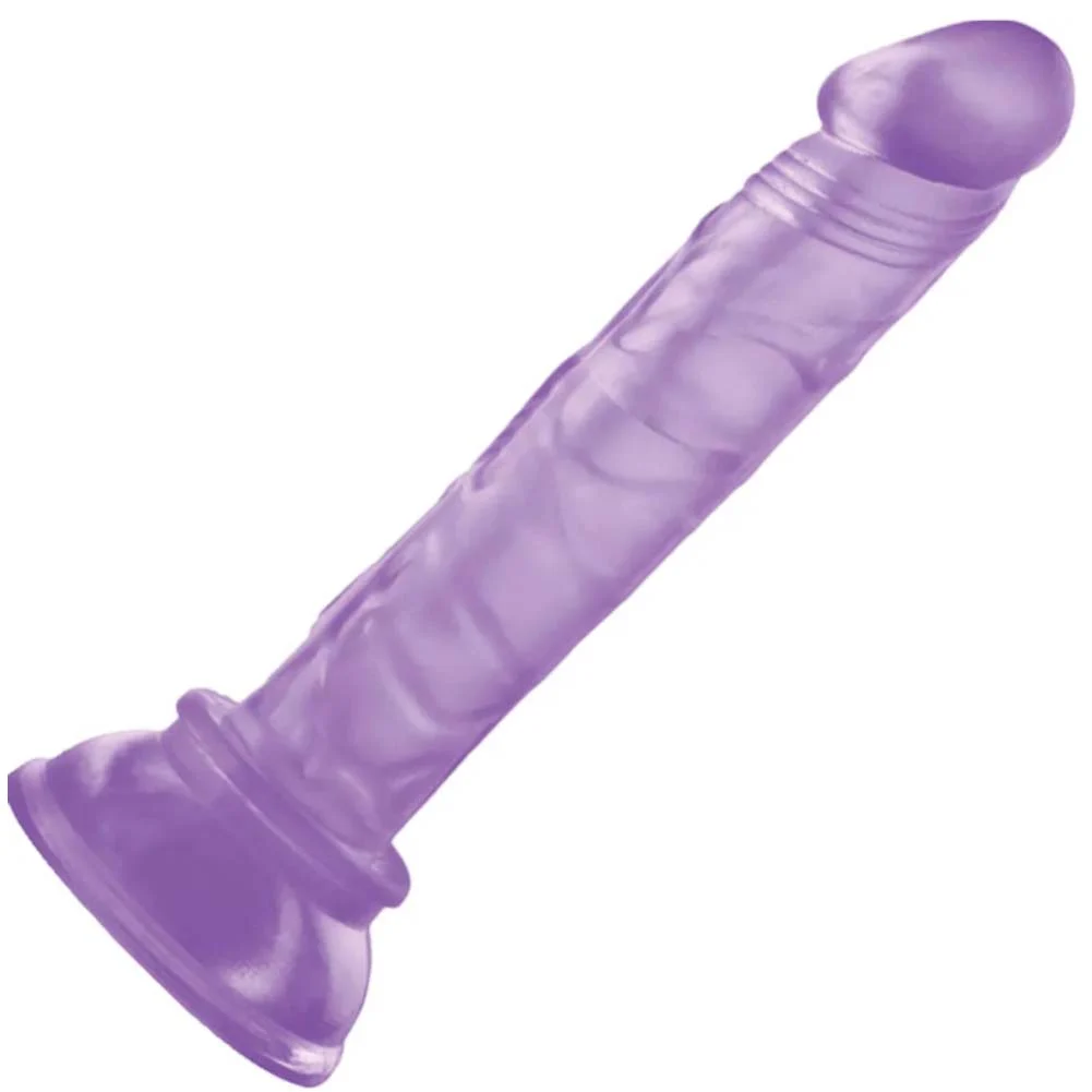 Icon Diclets Straight Jelly Dong with Suction Cup, 9", Purple