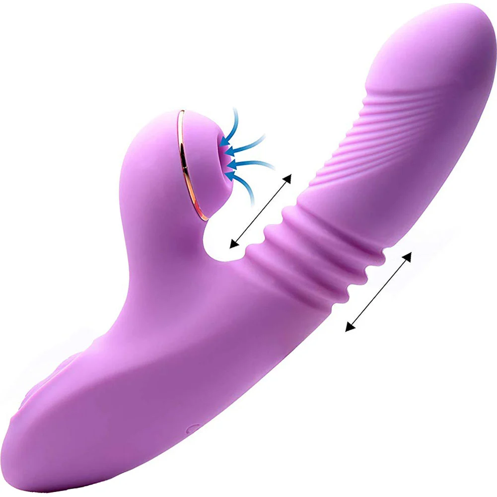 Inmi SheGasm Thrusting Rabbit Vibrator with Clit Suction, 9", Purple