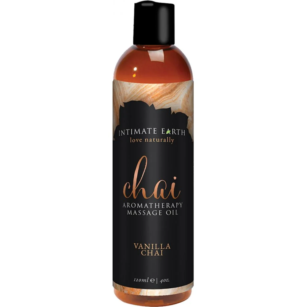 Intimate Earth Chai Aromatherapy Massage Oil, 4 fl.oz (120 mL), Vanilla Chai