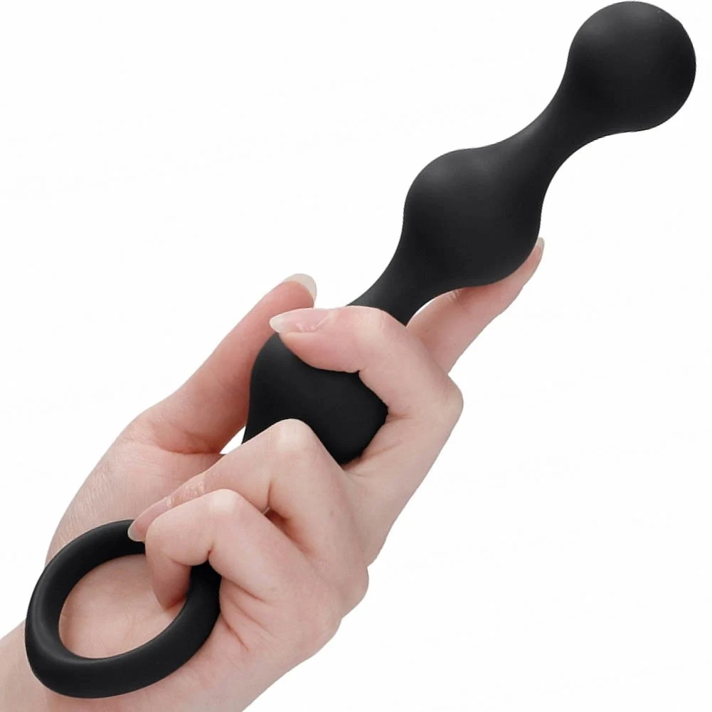 Jil James Beaded Anal Silicone String, 8.3", Black
