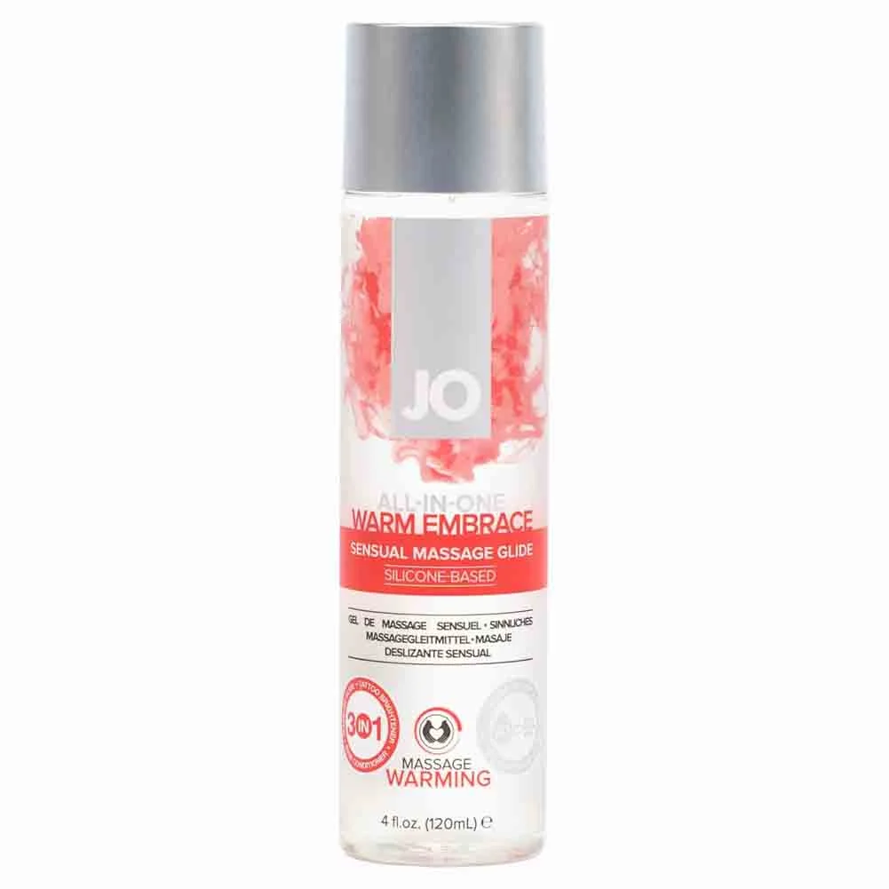 JO All in One Silicone Based Massage Glide, 4 fl.oz (120 mL), Warm Embrace