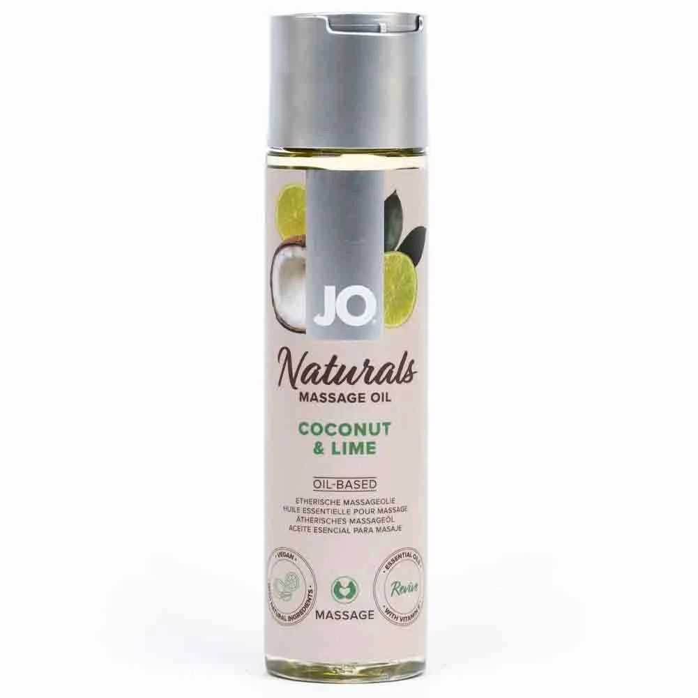 JO Naturals Sensual Massage Oil, 4 fl.oz (120 mL), Coconut & Lime