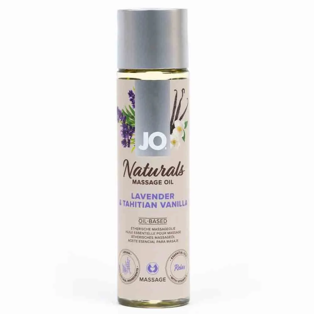 JO Naturals Sensual Massage Oil, 4 fl.oz (120 mL), Lavender & Tahitian Vanilla