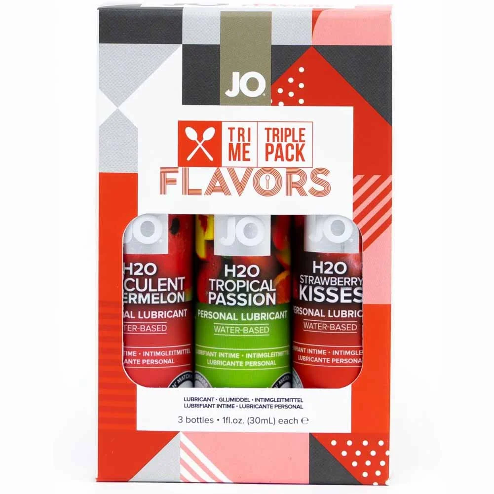 JO Tri Me Triple Pack Flavored H2O Lubricant Set, 1 fl.oz (30 mL) Each, Flavors