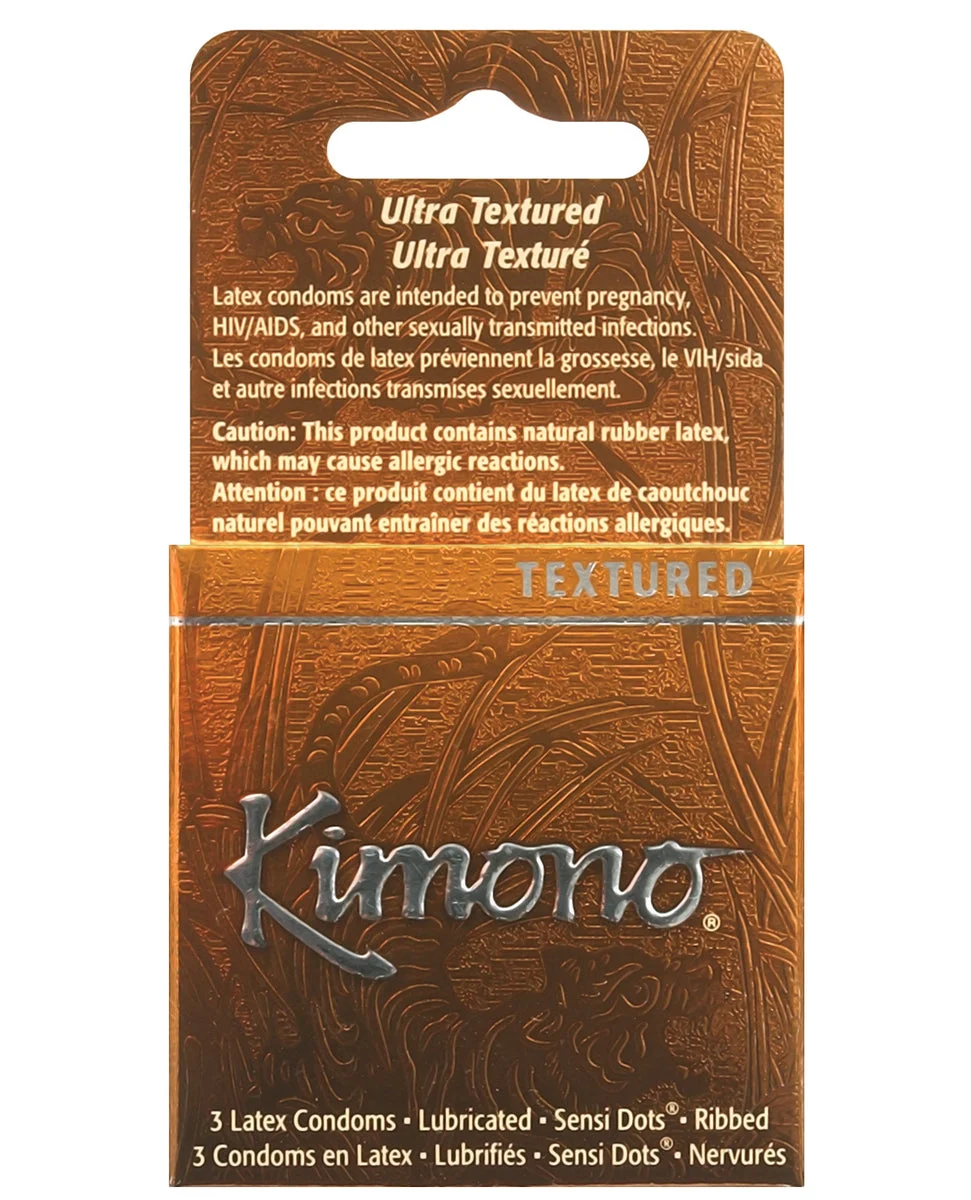 Kimono MicroThin Textured Ribbed + Sensi-Dots 3 Pack