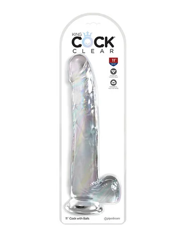 King Cock Clear 11" Dildo with Balls