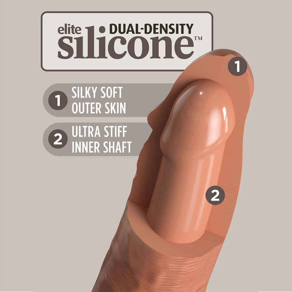 KingCock Elite Vibrating Dual Density Silicone Dildo, 6", Tan