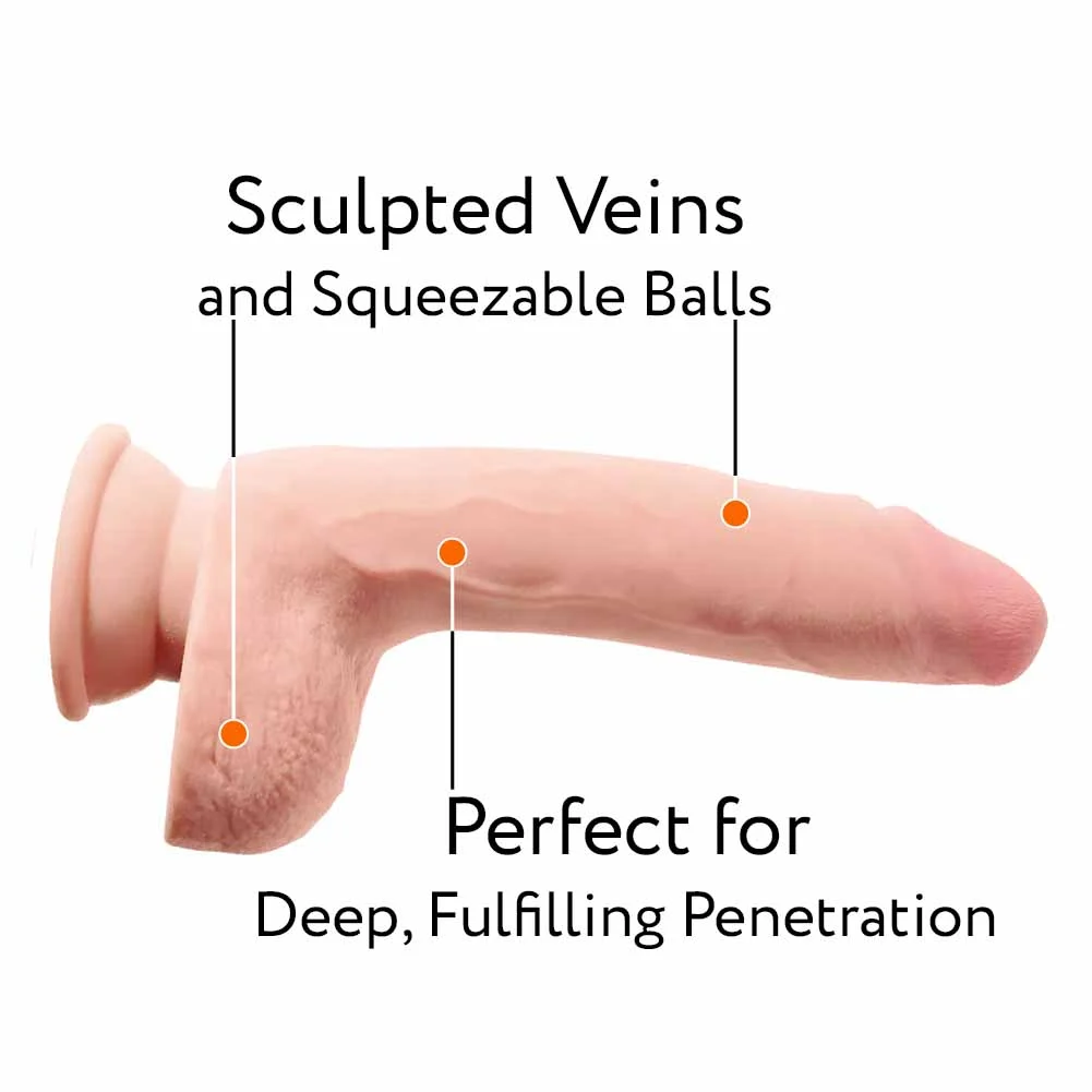 KingCock Plus Triple Density Ballsy Dildo with Suction Cup, 9", Vanilla