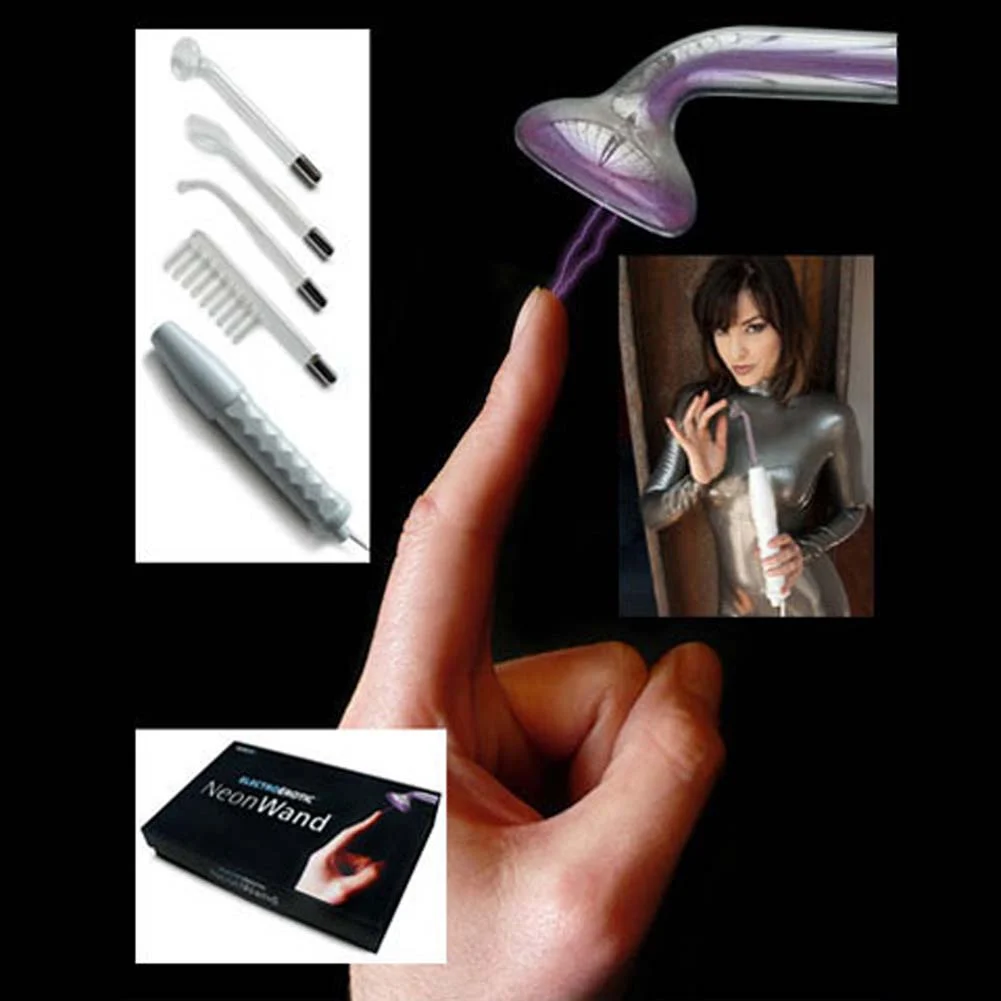 KinkLab ElectroErotic Neon E-Stim Wand Kit with Attachments, Purple