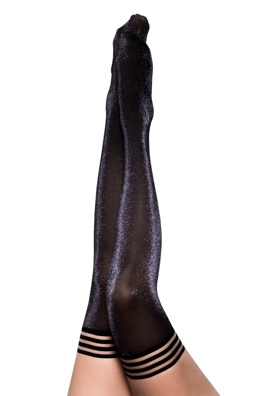 KIXIES KAYLEE BLACK SHIMMER THIGH HIGH