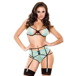 Lace Cutout Bra Garter Set Tease B444
