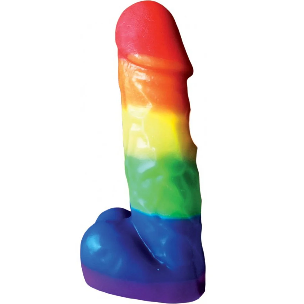 Large Pecker Rainbow Party Candle, 7.5"