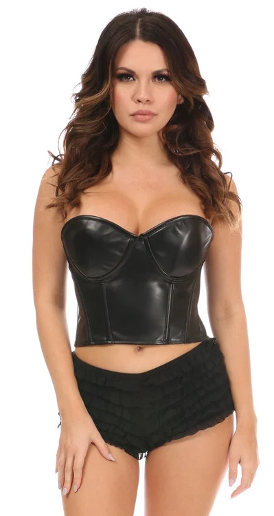 Lavish Black Faux Leather Underwire Bustier by Daisy Corsets
