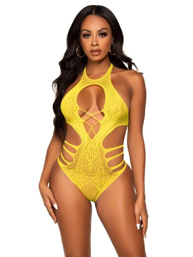 Leg Avenue Lace Cut Out Strappy Bodysuit