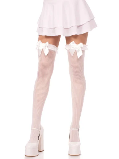 Leg Avenue Lace Garter Sheer Striped Thigh Highs