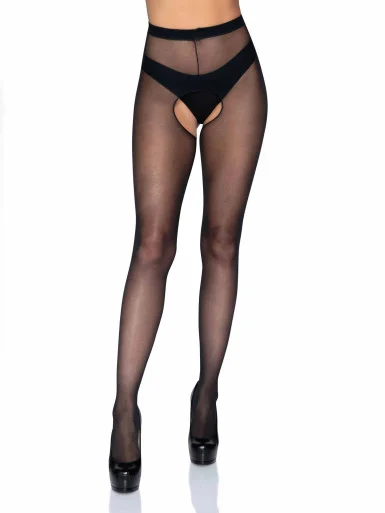 Leg Avenue Sheer Nylon Crotchless Pantyhose