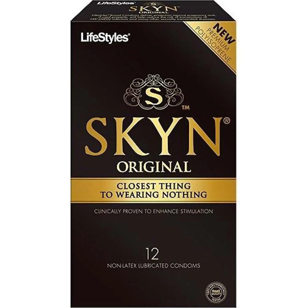 LifeStyles SKYN Polyisoprene Non-Latex Lubricated Condoms, Pack of 12, Original