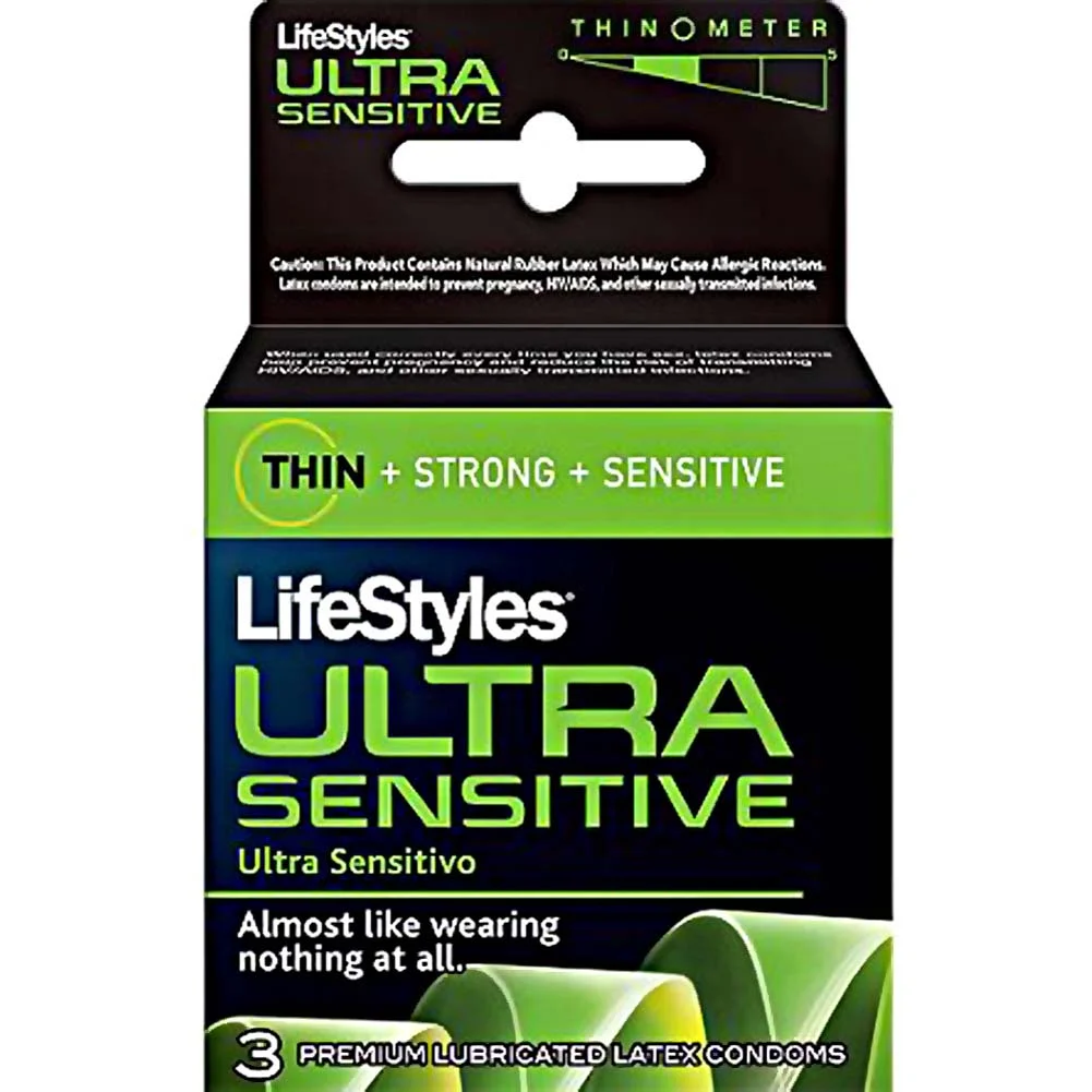 LifeStyles Ultra Sensitive Lubricated Condoms, 3 Pack