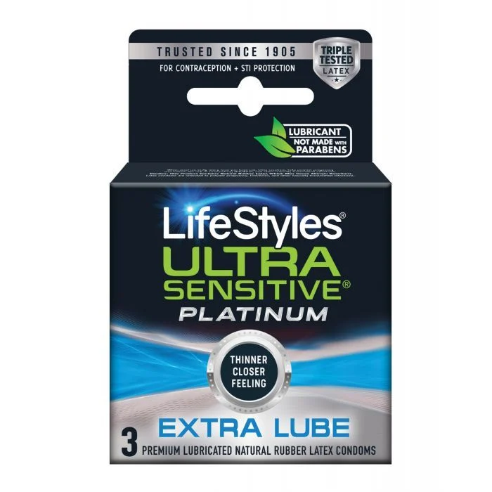 LifeStyles Ultra Sensitive Platinum Extra Lube 3 Pack