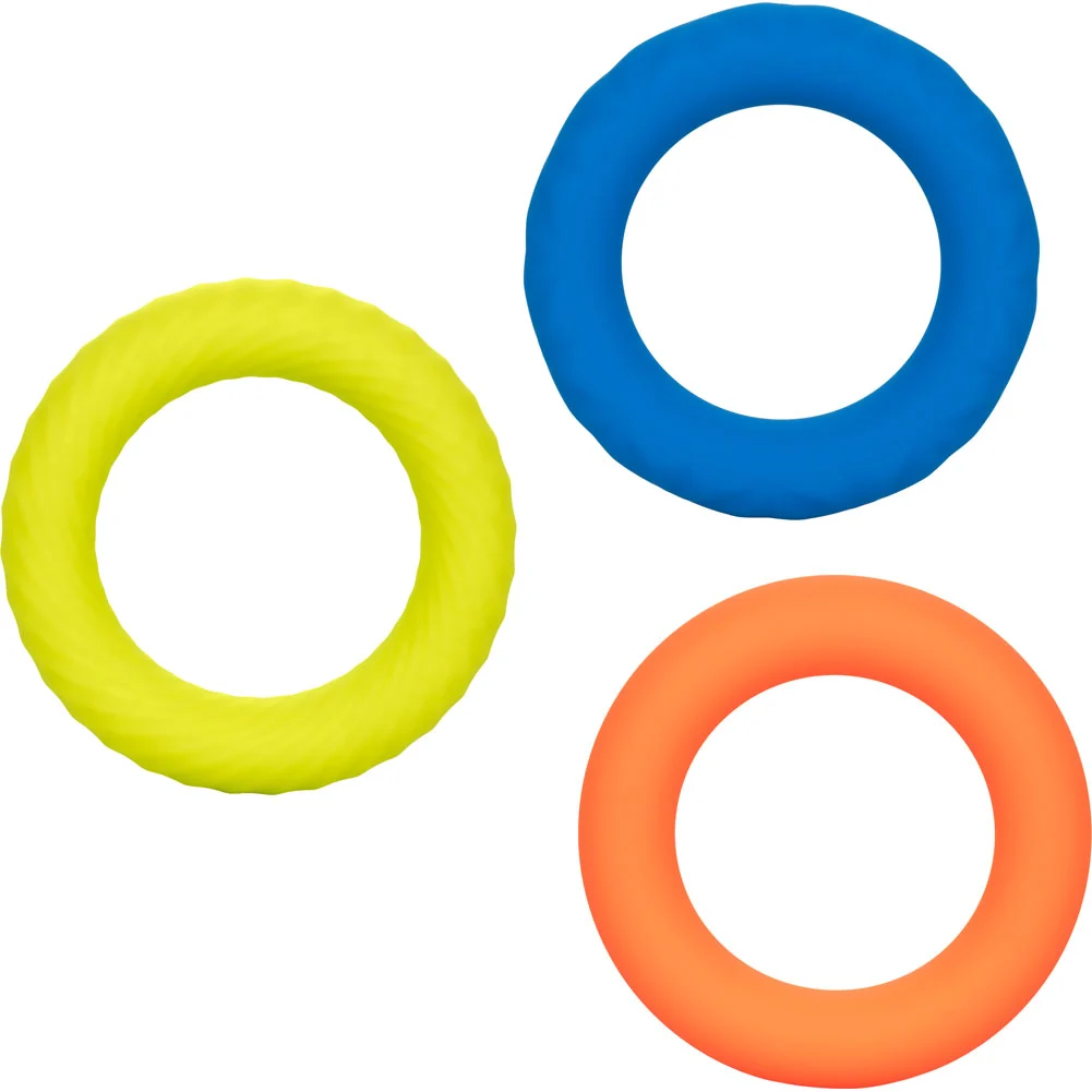 Link Up Ultra-Soft Climax 3 Silicone Dildo Rings Set, 1.5", Multi-colored
