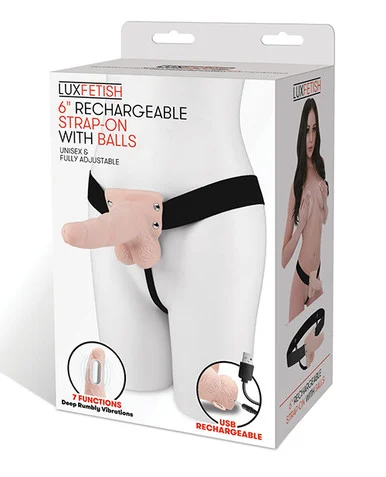 Lux Fetish 6" Rechargeable Strap On w/ Balls