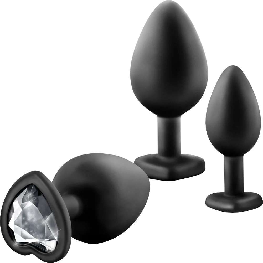Luxe Bling Tapered Silicone Butt Plug Training Kit, Black/White