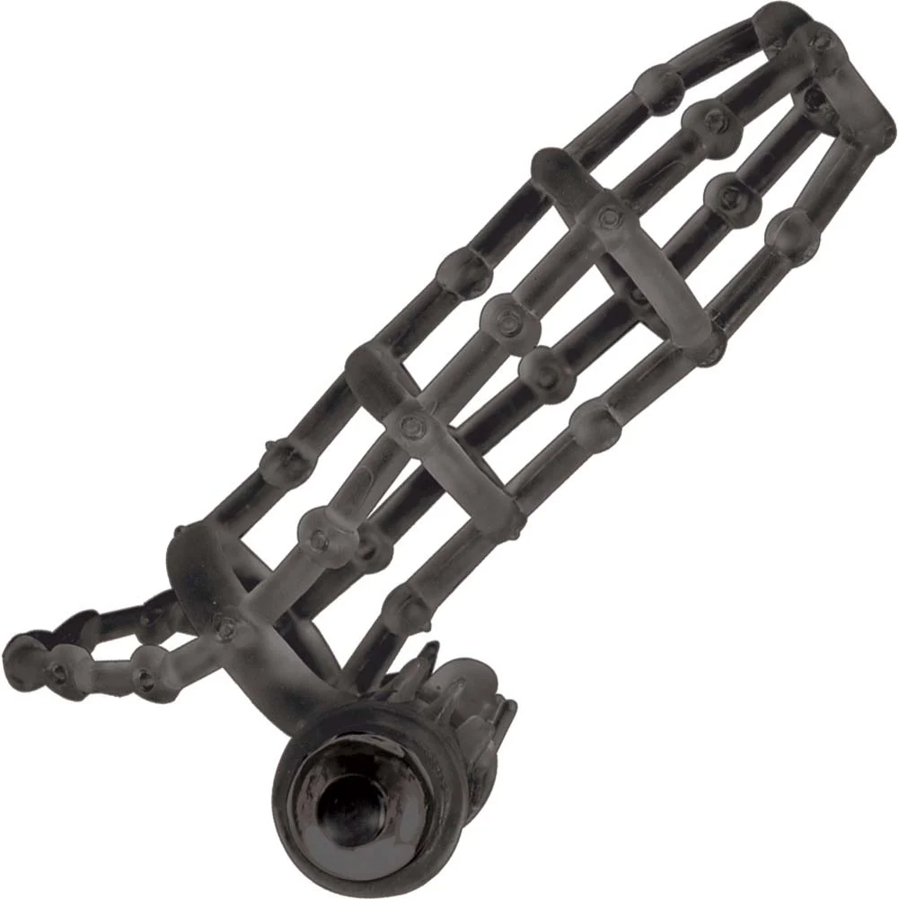 Macho Vibrating Penis Cage with Clit Teaser, 5.5", Black