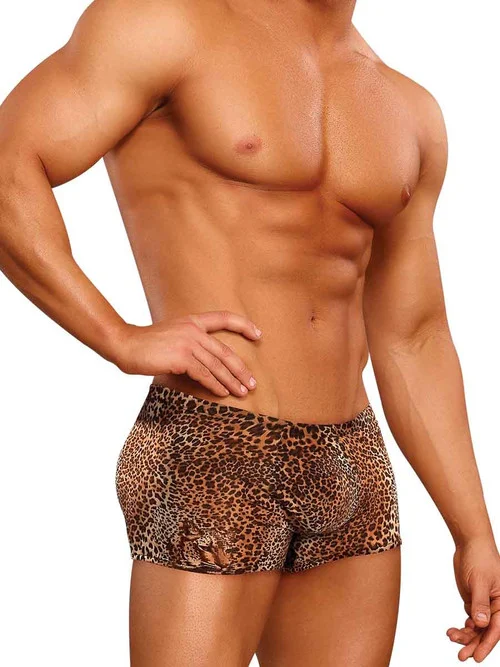 Male Power Animal Pouch Leopard Shorts for Men