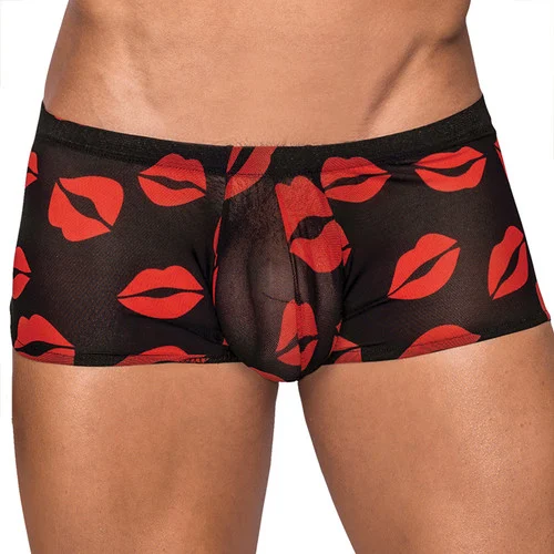 Male Power Black Kiss Me Mini Shorts for Men