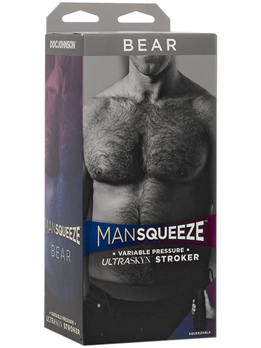 MAN SQUEEZE BEAR