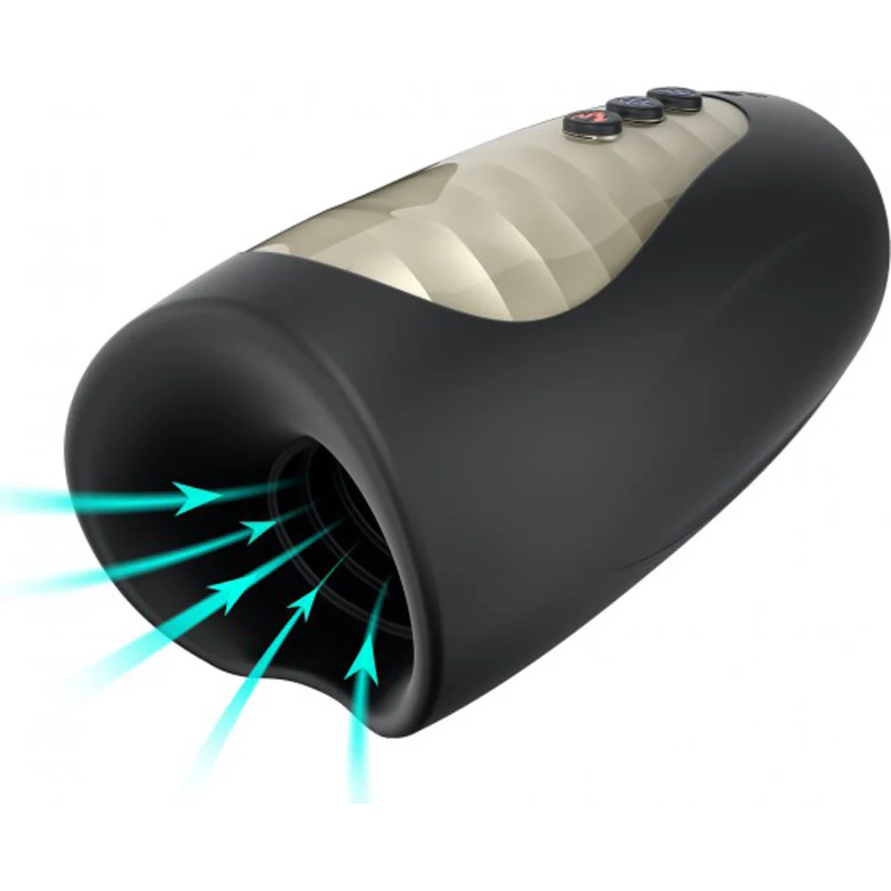 Man Wand Pump One Vibrating Suction Masturbator, Black