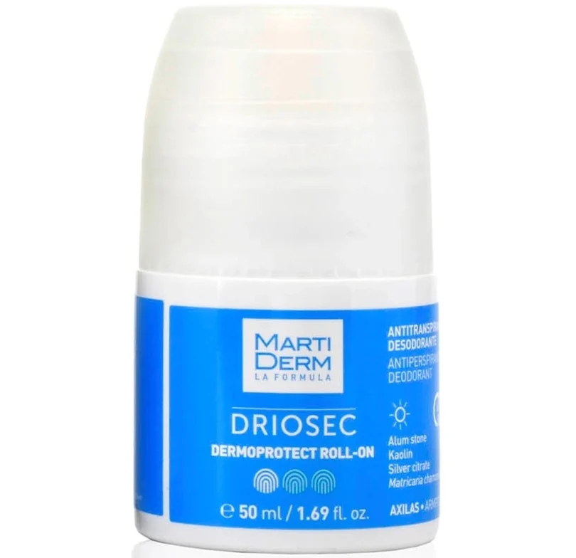 Martiderm Driosec Dermoprotective Roll-On Deodorant and Antiperspirant for Daily Use