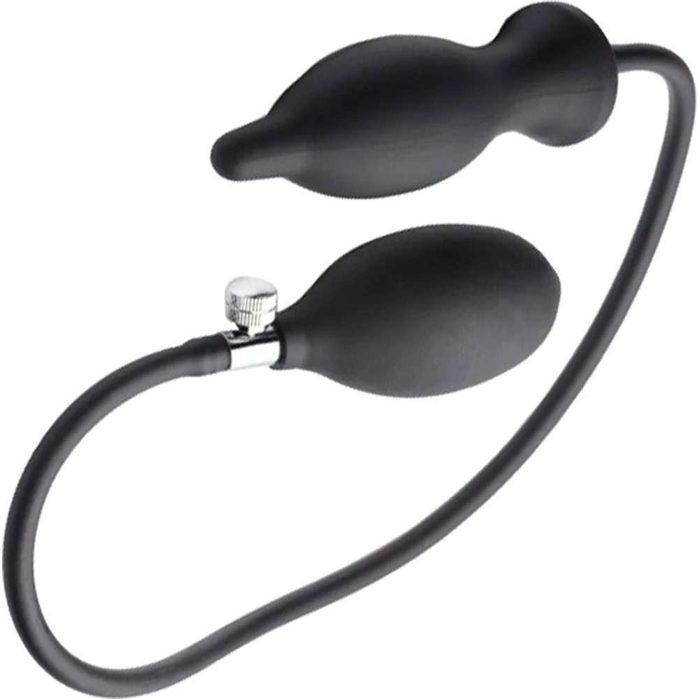 Master Series Dark Inflator Inflatable Anal Plug, 4.5", Black