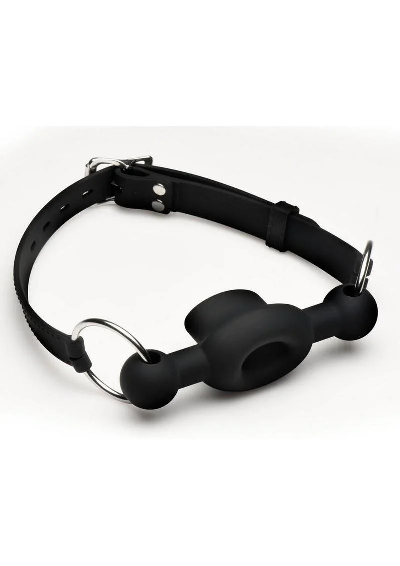 Master Series Forced Silicone Feeding Gag - Black