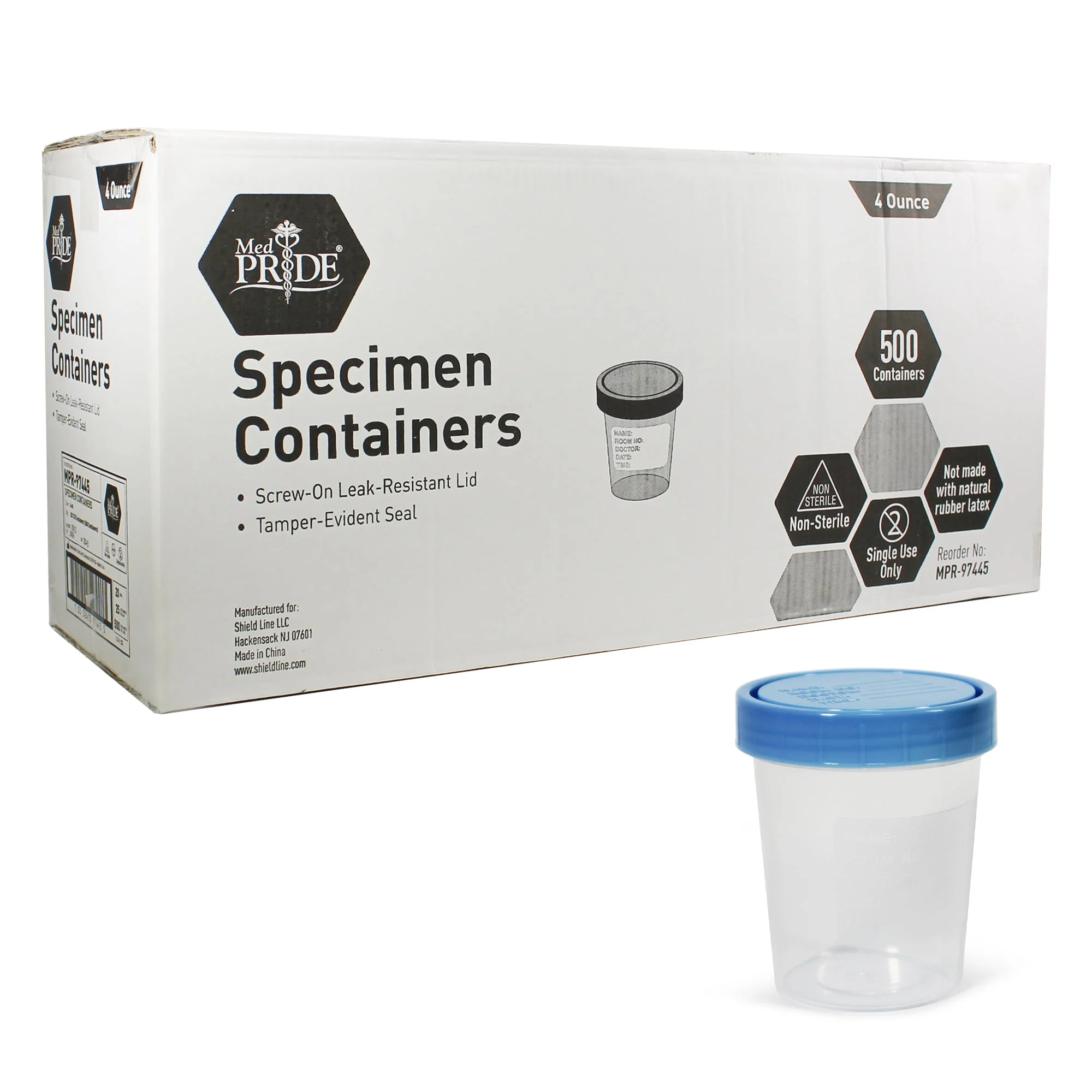 MedPride Disposable Specimen Containers Non-Sterile - 4oz.500 cups
